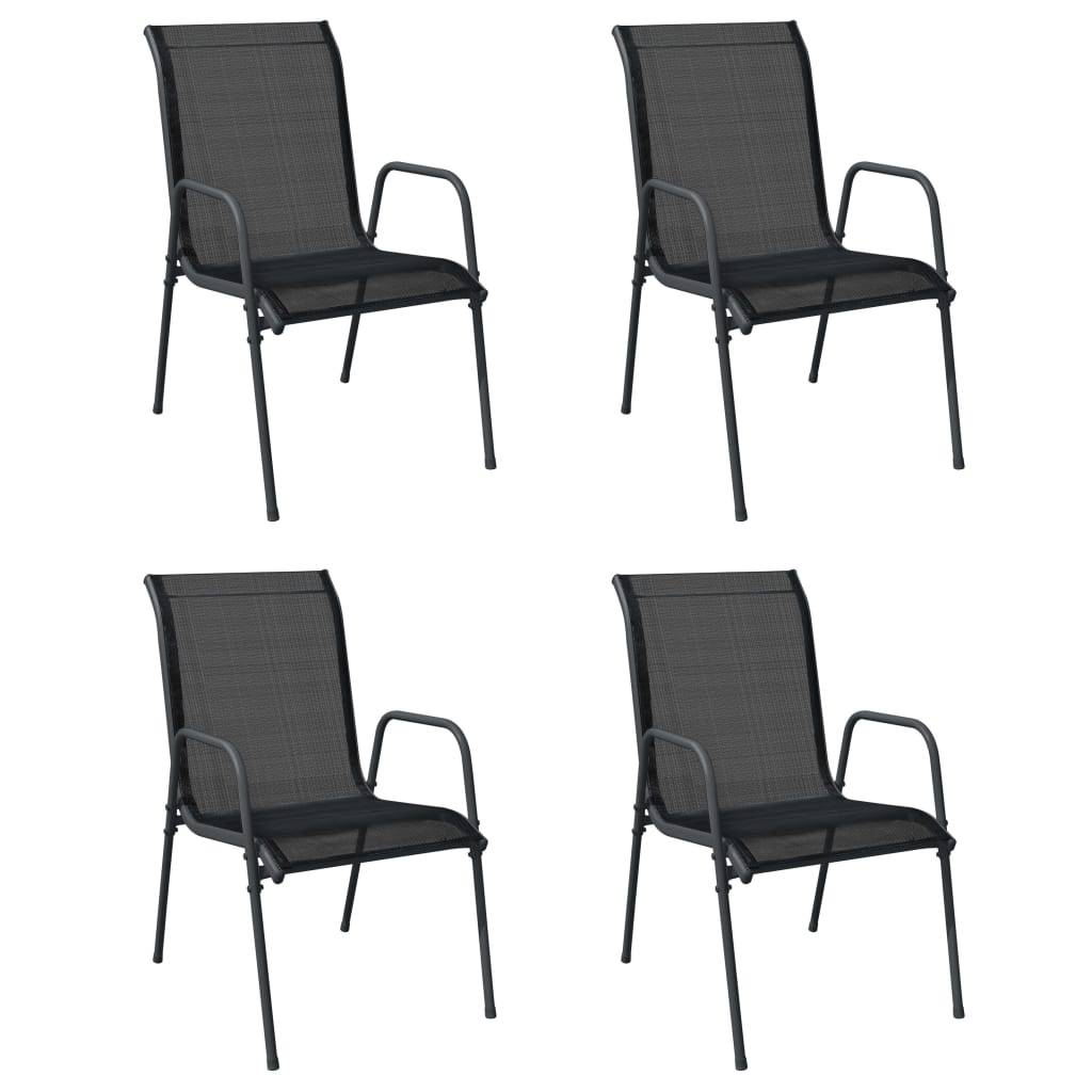 vidaXL Gartenstühle 4 Stk. Stahl und Textilene Schwarz