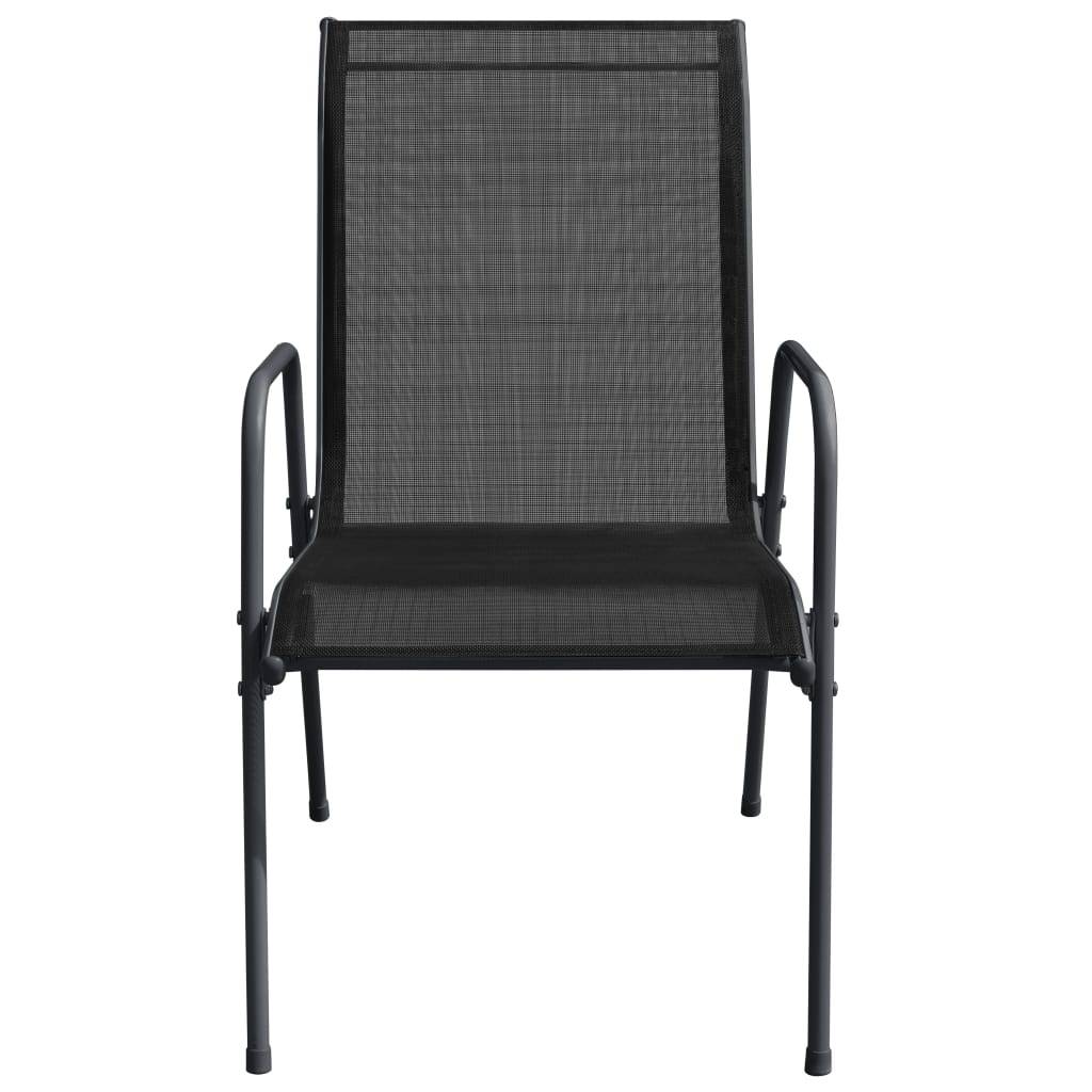 vidaXL Gartenstühle 4 Stk. Stahl und Textilene Schwarz