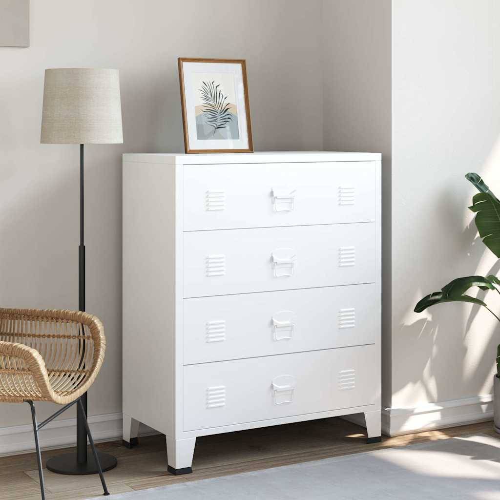 vidaXL Industrial Kommode mit Schubladen Weiß 78x40x93 cm Metall