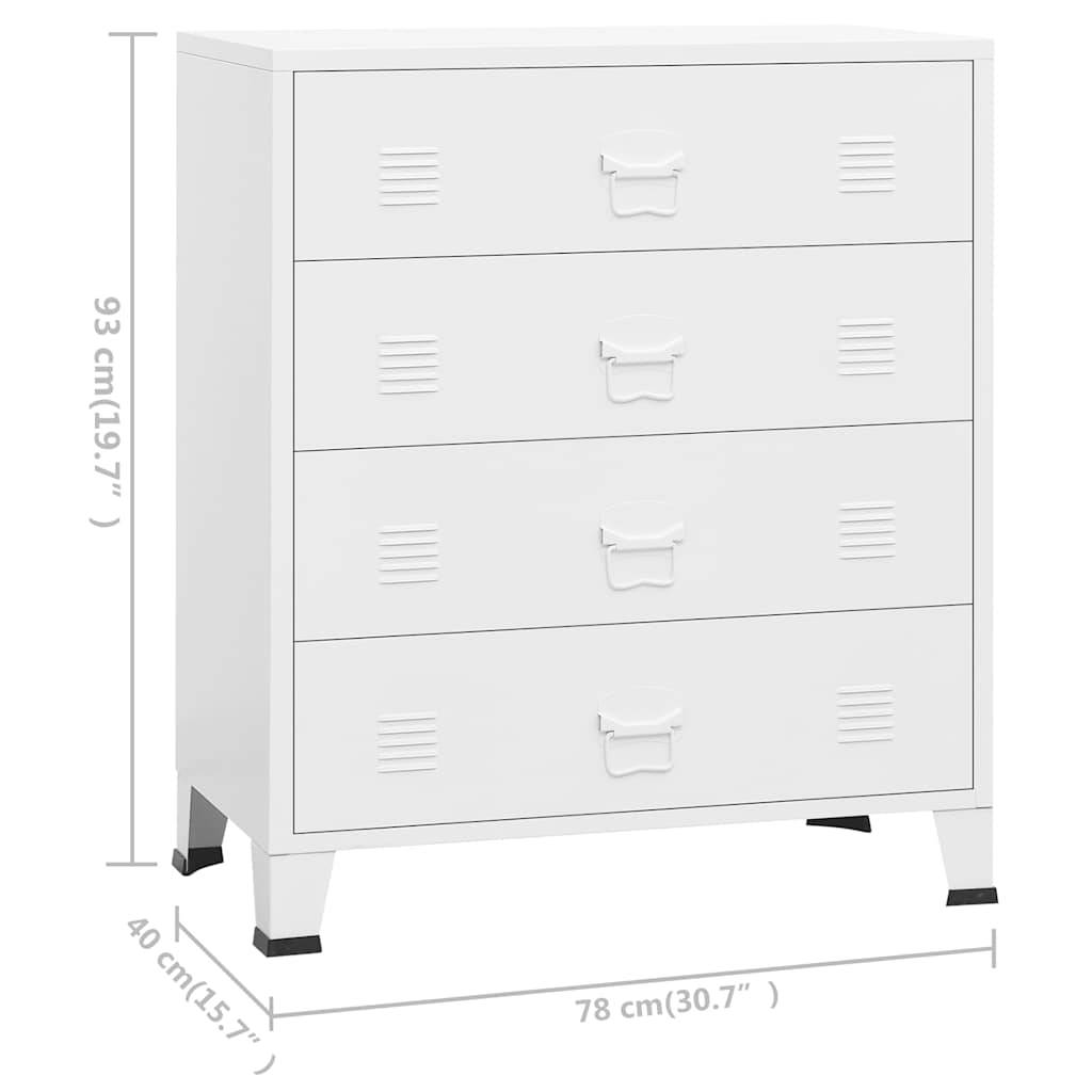 vidaXL Industrial Kommode mit Schubladen Weiß 78x40x93 cm Metall