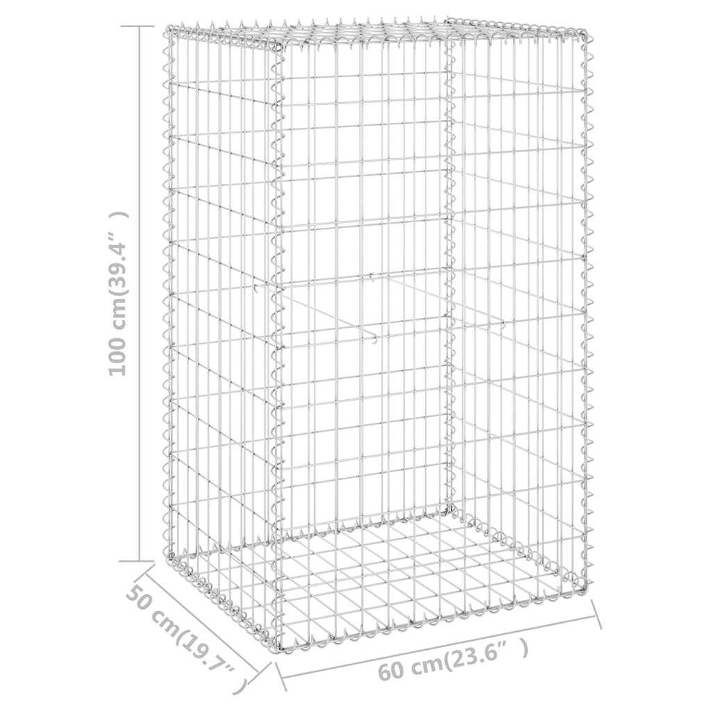 vidaXL Gabionenwand mit Abdeckung Verzinkter Stahl 60x50x100 cm