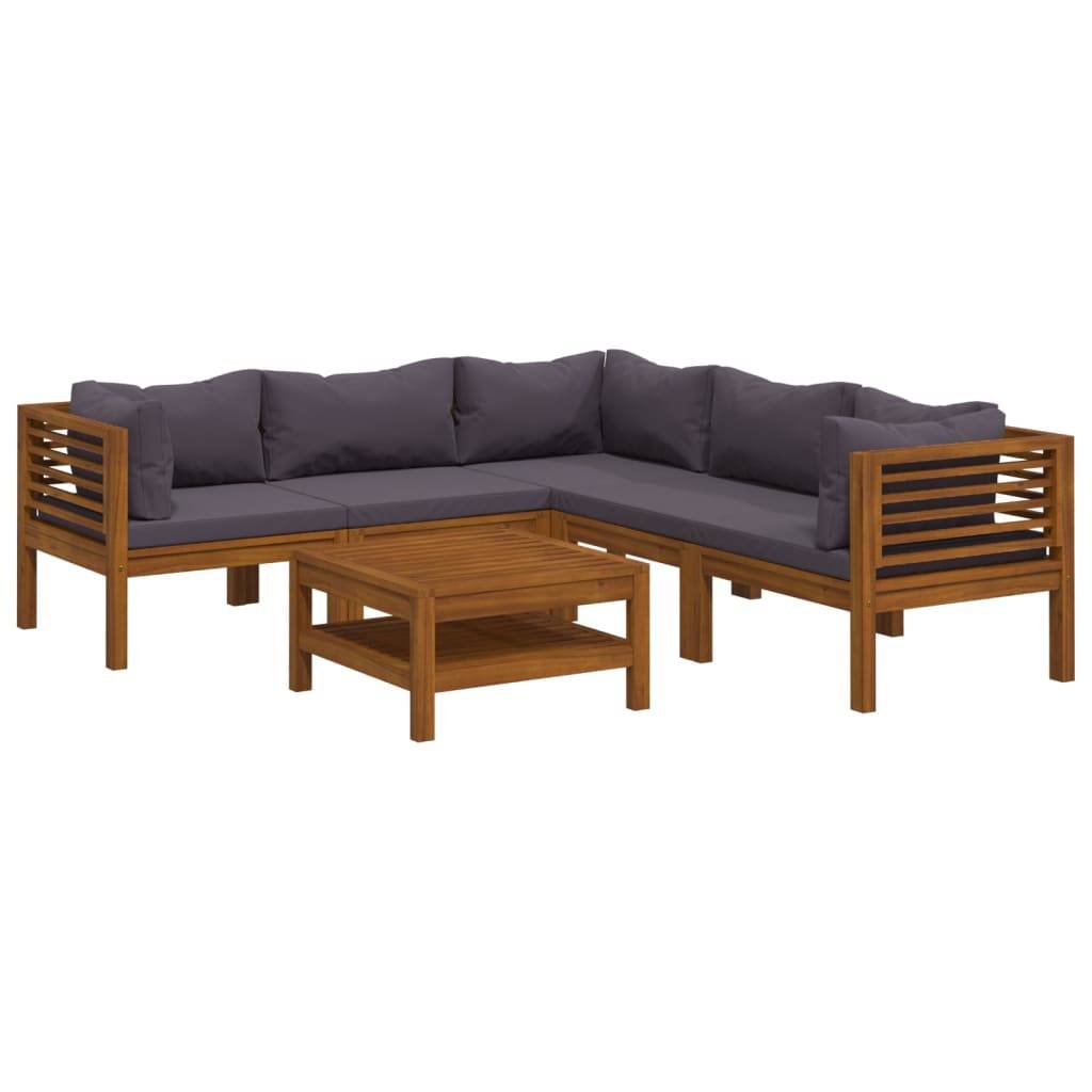 vidaXL 6-tlg. Garten-Lounge-Set mit Auflage Massivholz Akazie