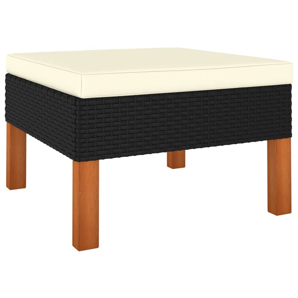 vidaXL 6-tlg. Garten-Lounge-Set mit Kissen Poly Rattan Schwarz