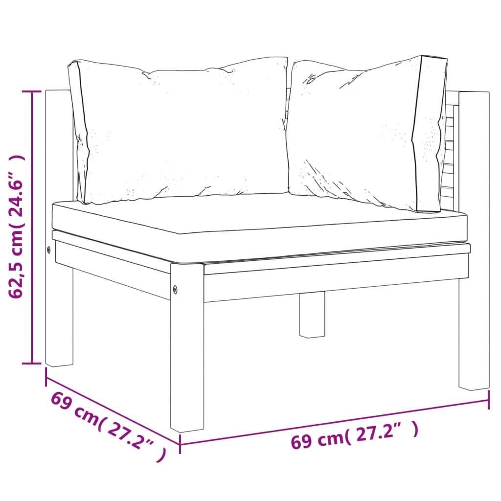 vidaXL 2-Sitzer-Gartensofa mit Creme Kissen Massivholz Akazie