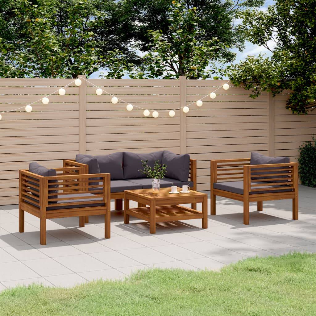 vidaXL 5-tlg. Garten-Lounge-Set mit Auflage Massivholz Akazie