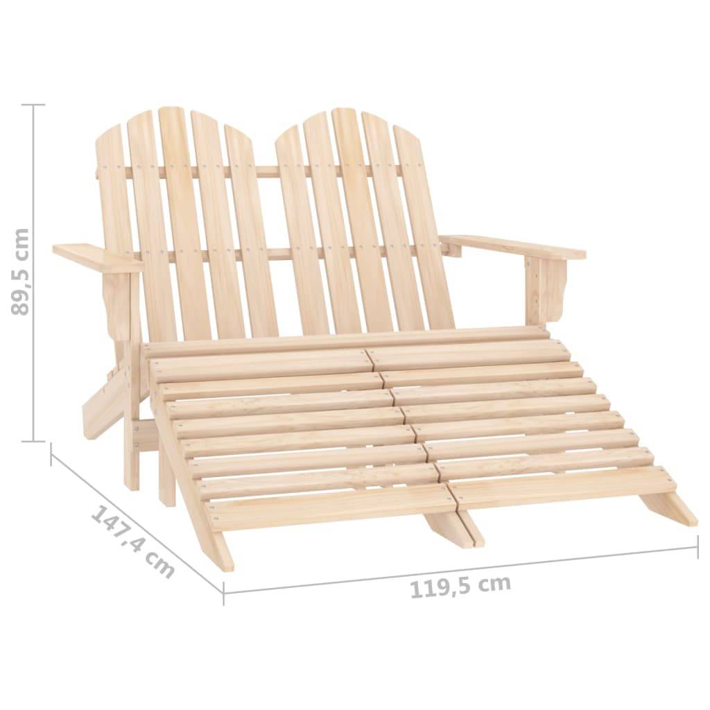 vidaXL Adirondack-Gartenbank 2-Sitzer mit Fußteil Tannenholz