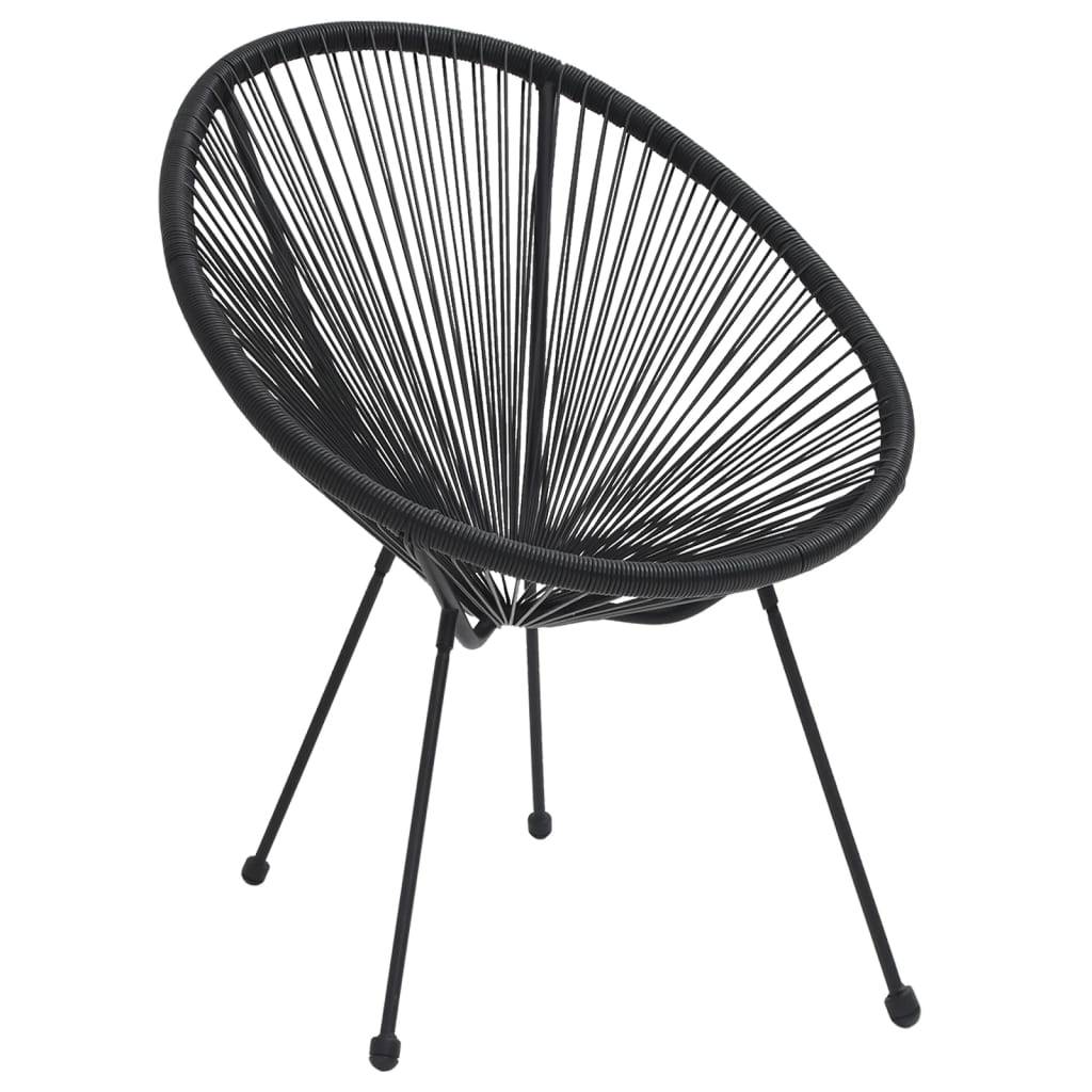 vidaXL Moon-Gartenstühle 2 Stk. Rattan Schwarz