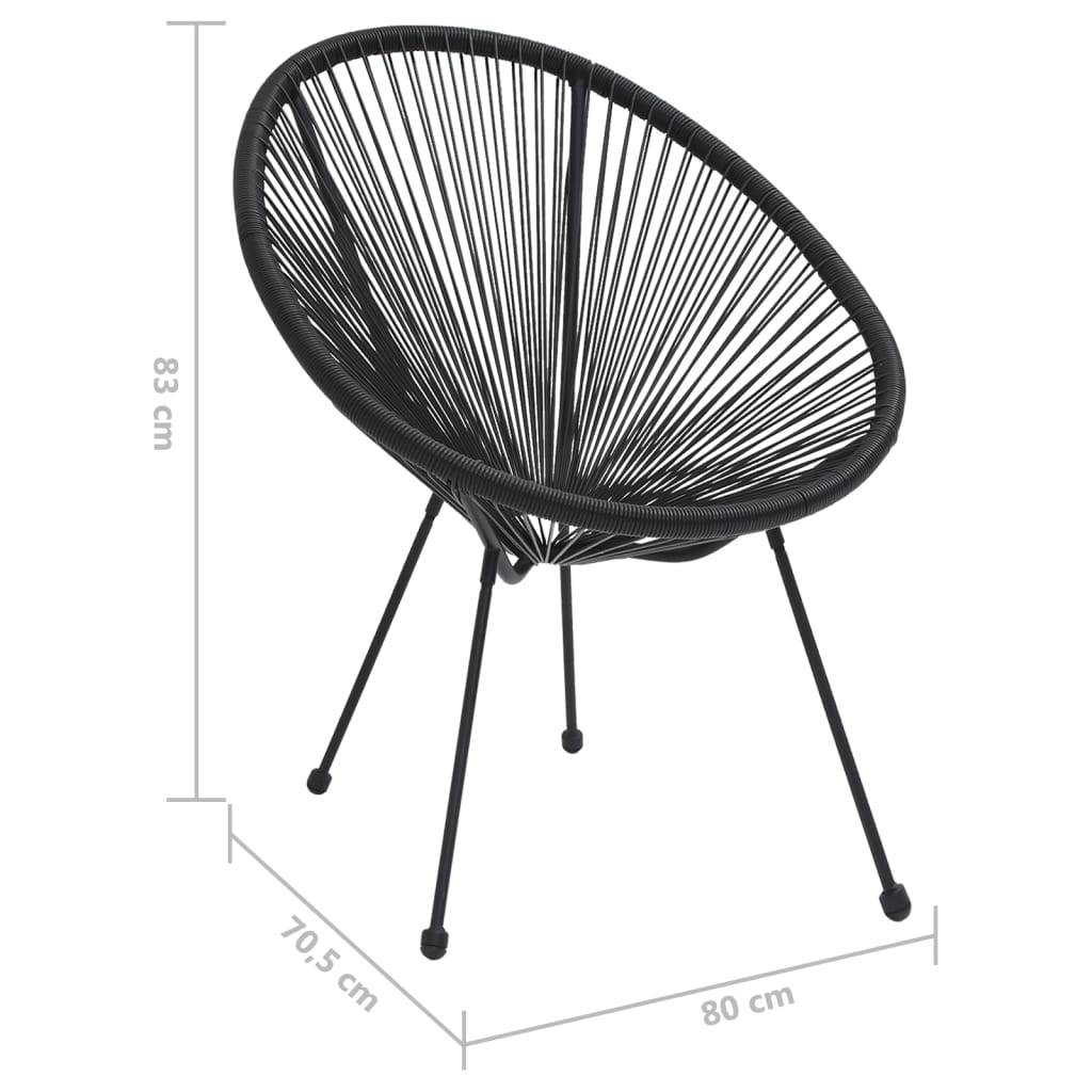 vidaXL Moon-Gartenstühle 2 Stk. Rattan Schwarz