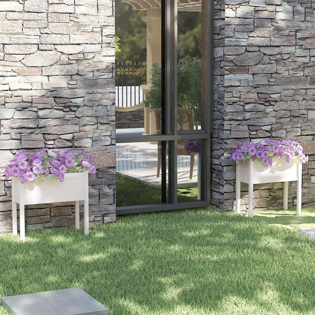 vidaXL Pflanzkübel 2 Stk. Weiß 70x31x70 cm Massivholz Kiefer