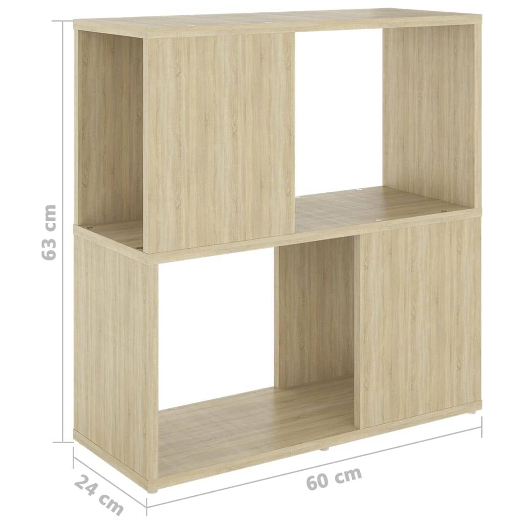 vidaXL Bücherregal Sonoma-Eiche 60x24x63 cm Holzwerkstoff