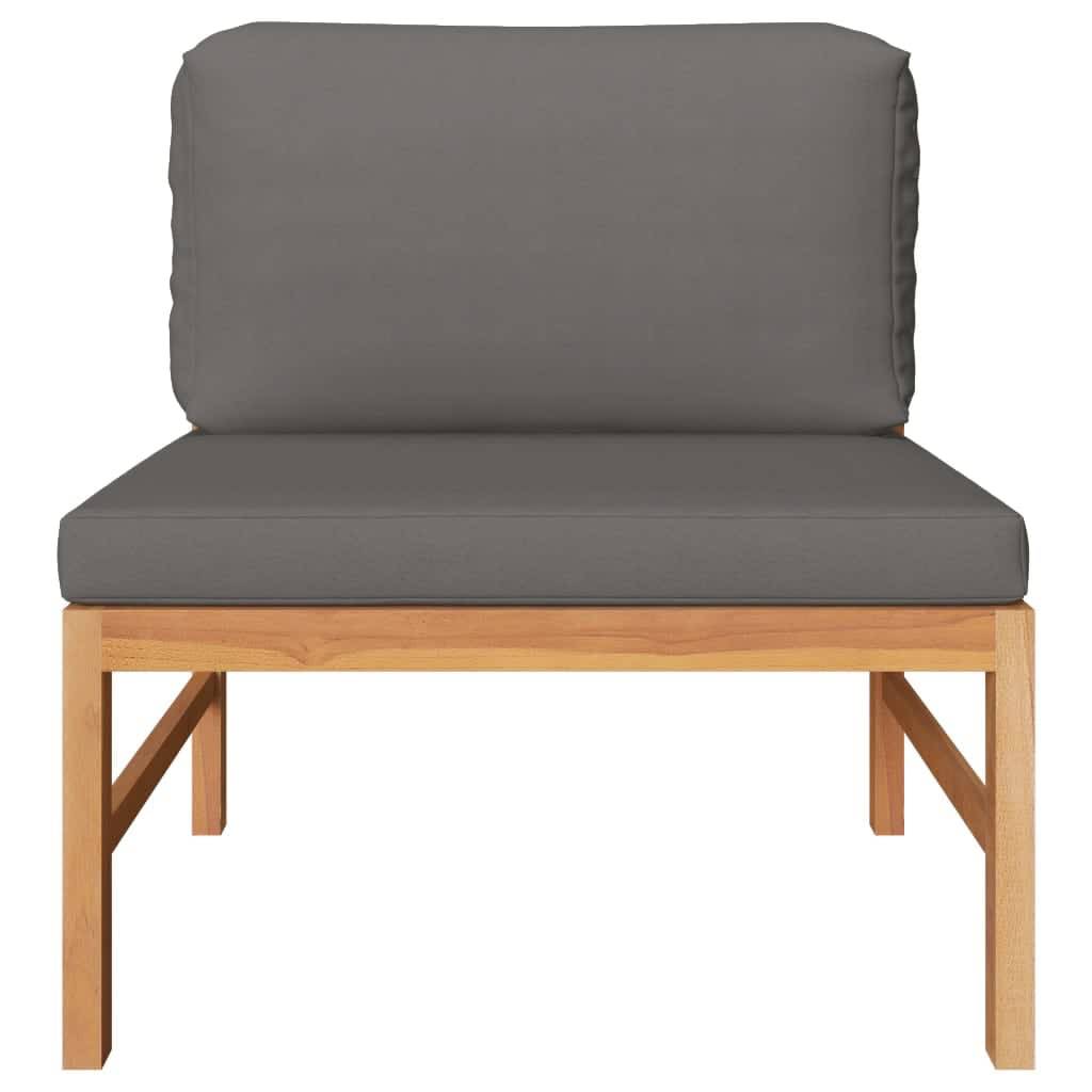 vidaXL 2-tlg. Garten-Lounge-Set mit Dunkelgrauen Kissen Teakholz