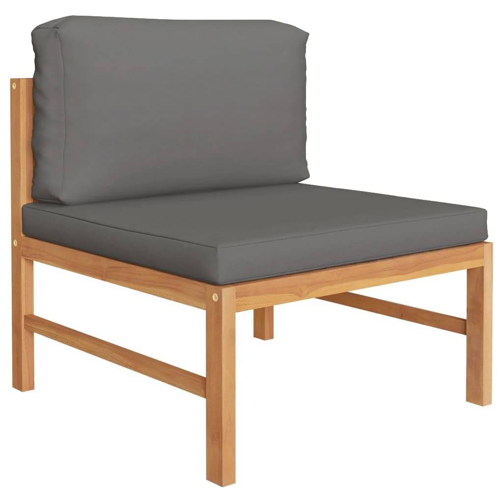 vidaXL 2-tlg. Garten-Lounge-Set mit Dunkelgrauen Kissen Teakholz