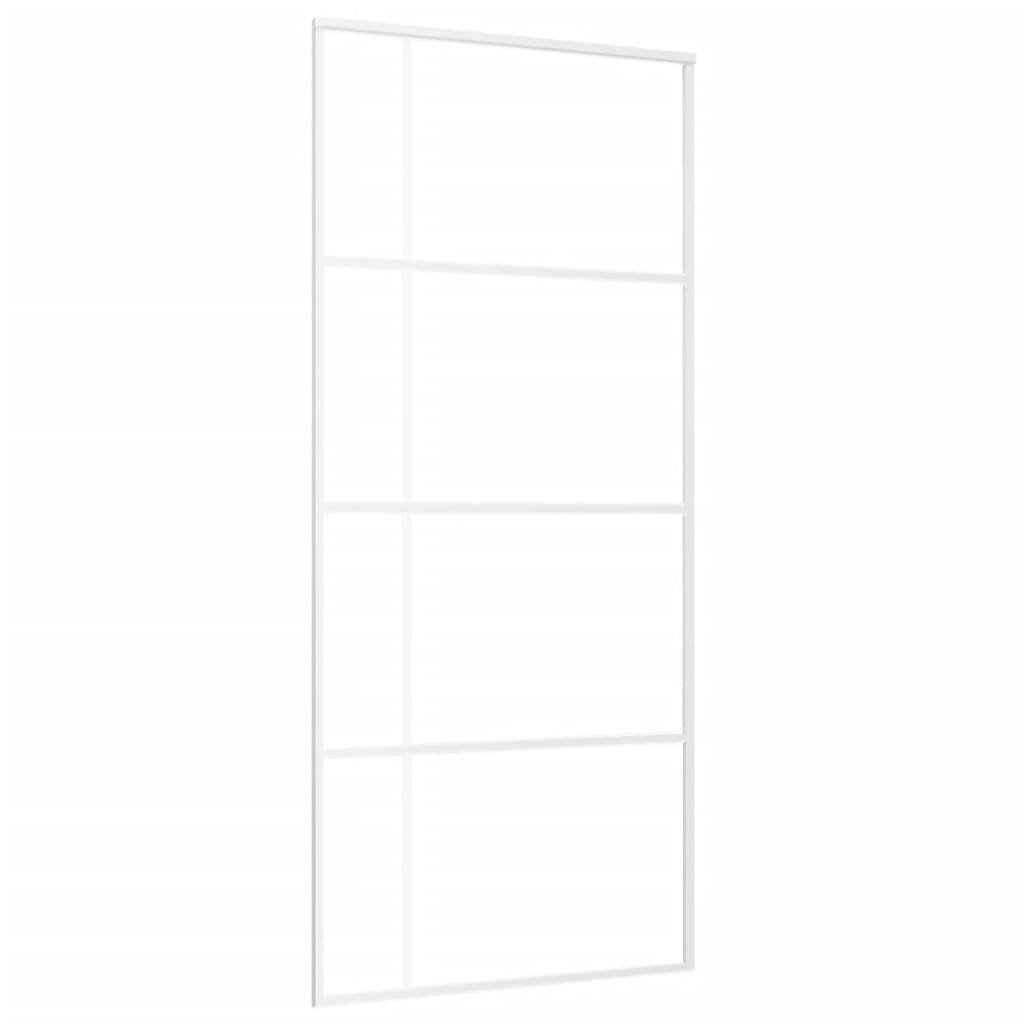 vidaXL Schiebetür ESG-Mattglas und Aluminium 90x205 cm Weiß