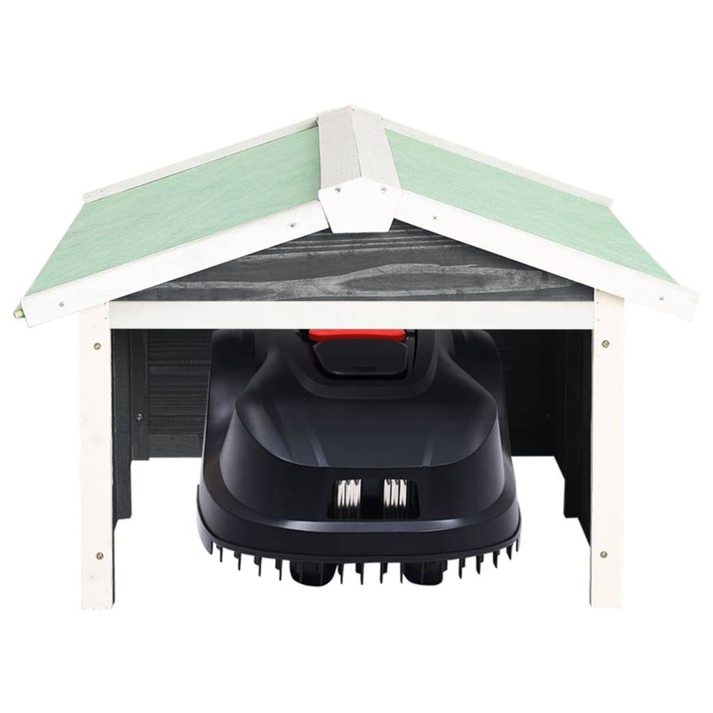 vidaXL Roboter-Rasenmäher Garage 72x87x50 cm Grau Weiß Tannenholz