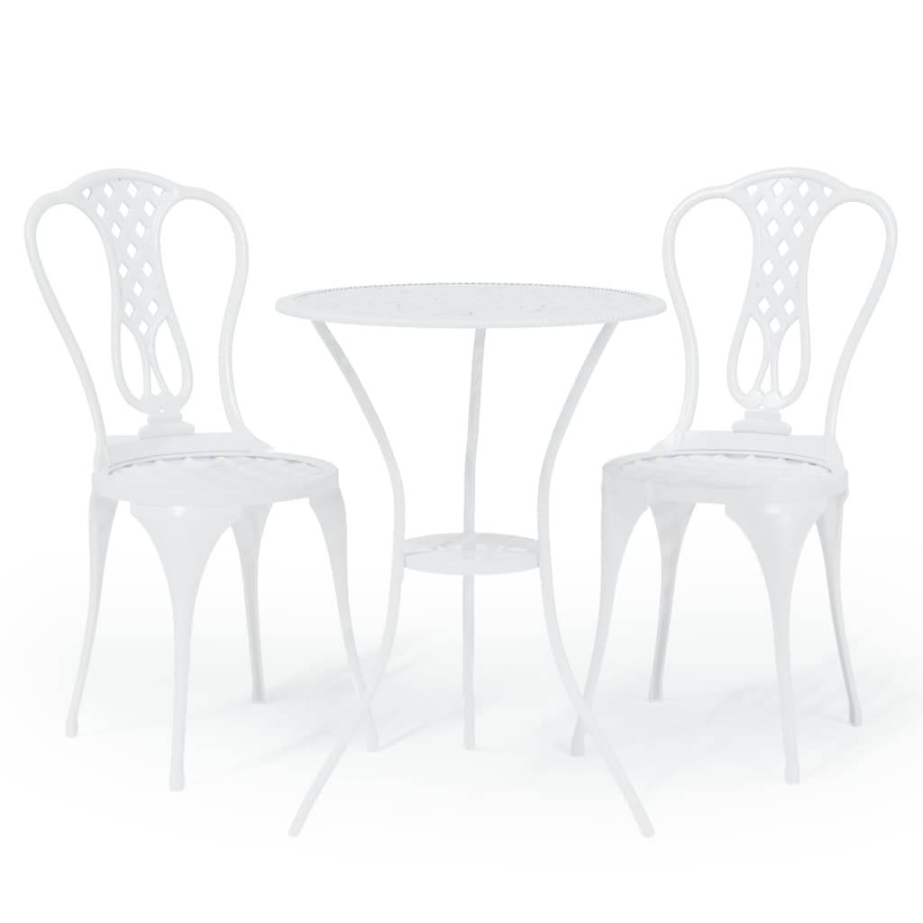 vidaXL 3-tlg. Bistro-Set Aluminiumguss Weiß