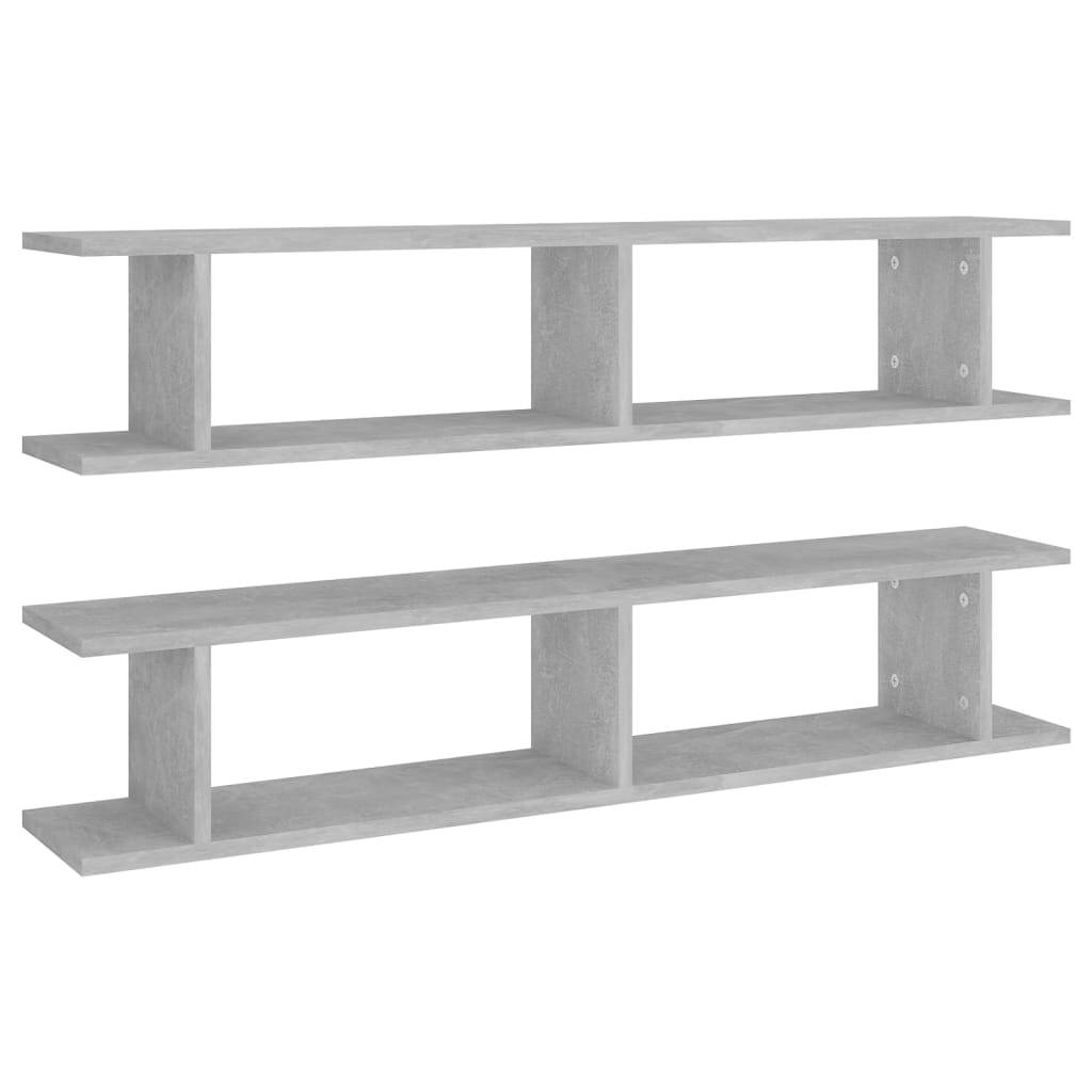vidaXL Wandregale 2 Stk. Betongrau 105x18x20 cm Holzwerkstoff