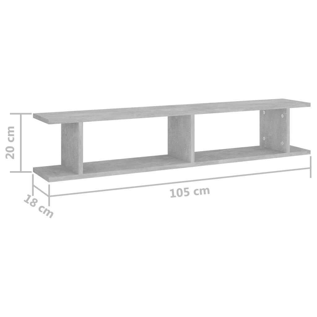 vidaXL Wandregale 2 Stk. Betongrau 105x18x20 cm Holzwerkstoff
