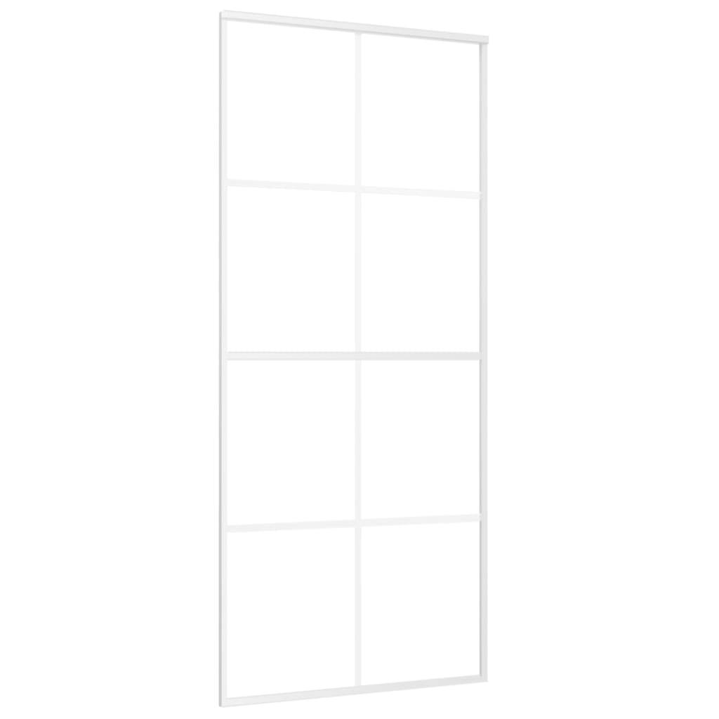 vidaXL Schiebetür ESG-Mattglas und Aluminium 90x205 cm Weiß