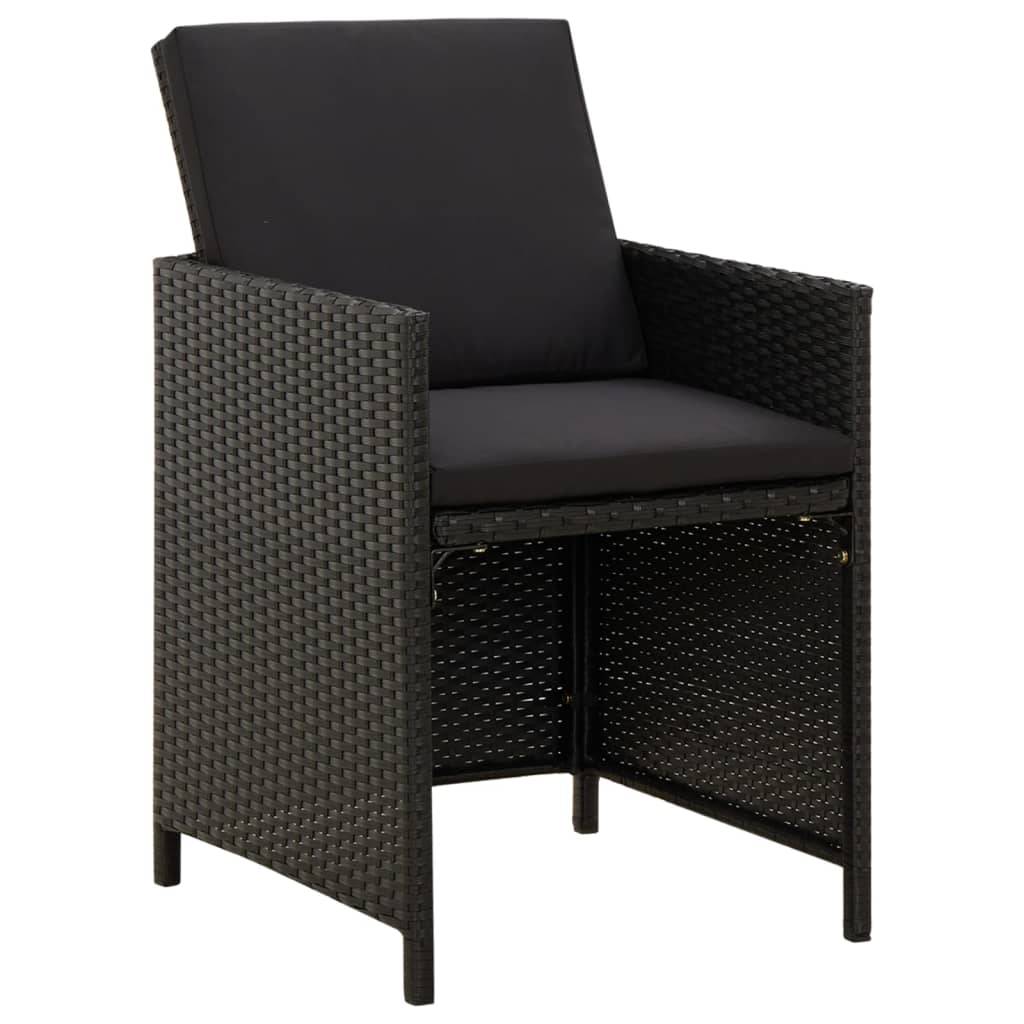 vidaXL 5-tlg. Garten-Essgruppe mit Kissen Poly Rattan Schwarz