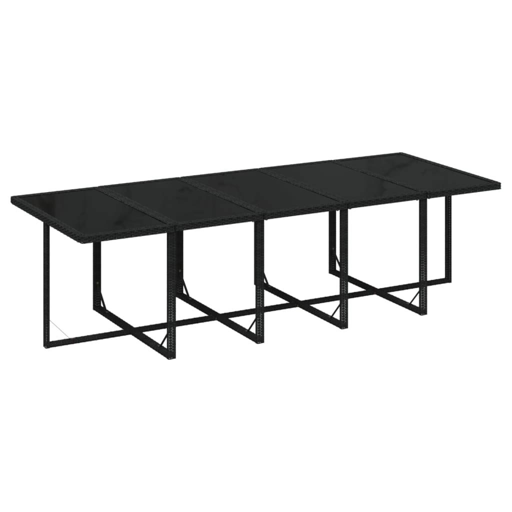 vidaXL 11-tlg. Garten-Essgruppe mit Kissen Poly Rattan Schwarz