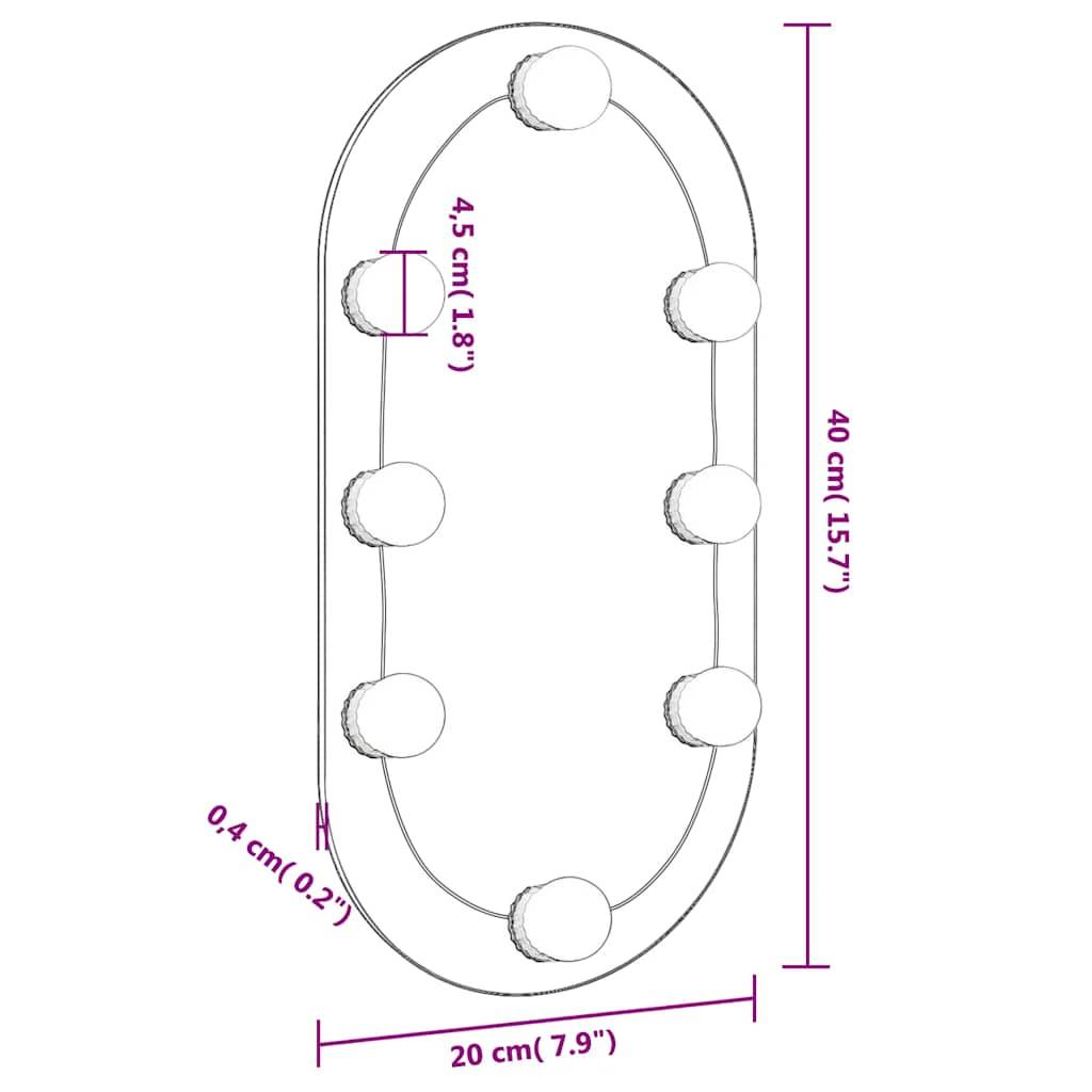 vidaXL Spiegel mit LED-Leuchten 40x20 cm Glas Oval