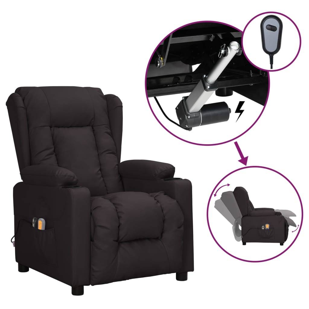 vidaXL Massagesessel Elektrisch Schwarz Kunstleder