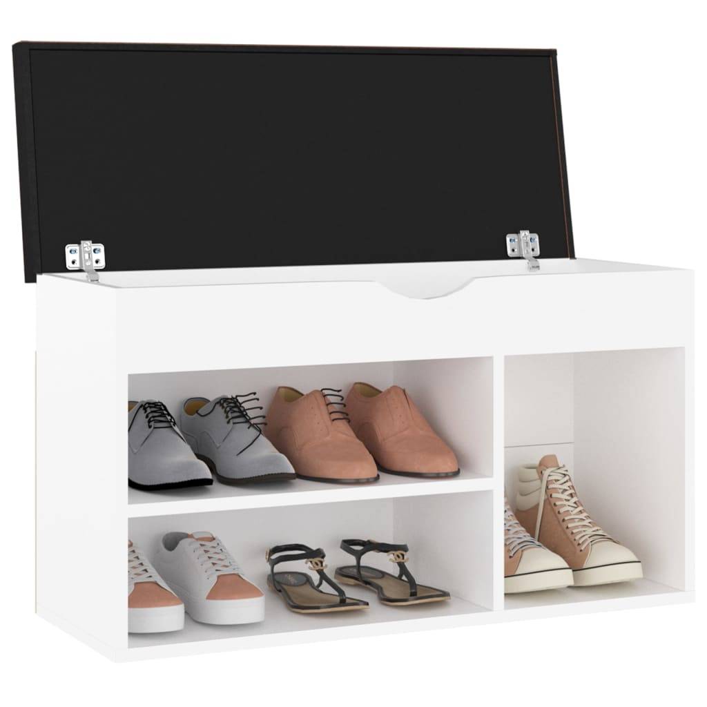 vidaXL Schuhbank mit Kissen Weiß 80x30x47 cm Holzwerkstoff