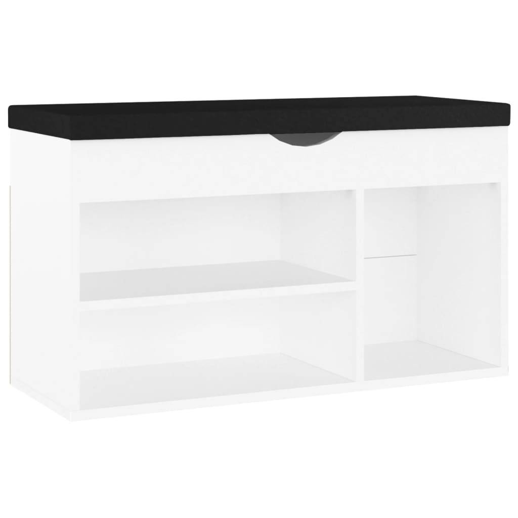 vidaXL Schuhbank mit Kissen Weiß 80x30x47 cm Holzwerkstoff