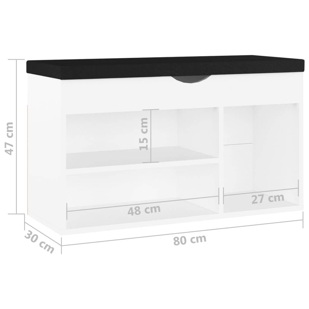vidaXL Schuhbank mit Kissen Weiß 80x30x47 cm Holzwerkstoff