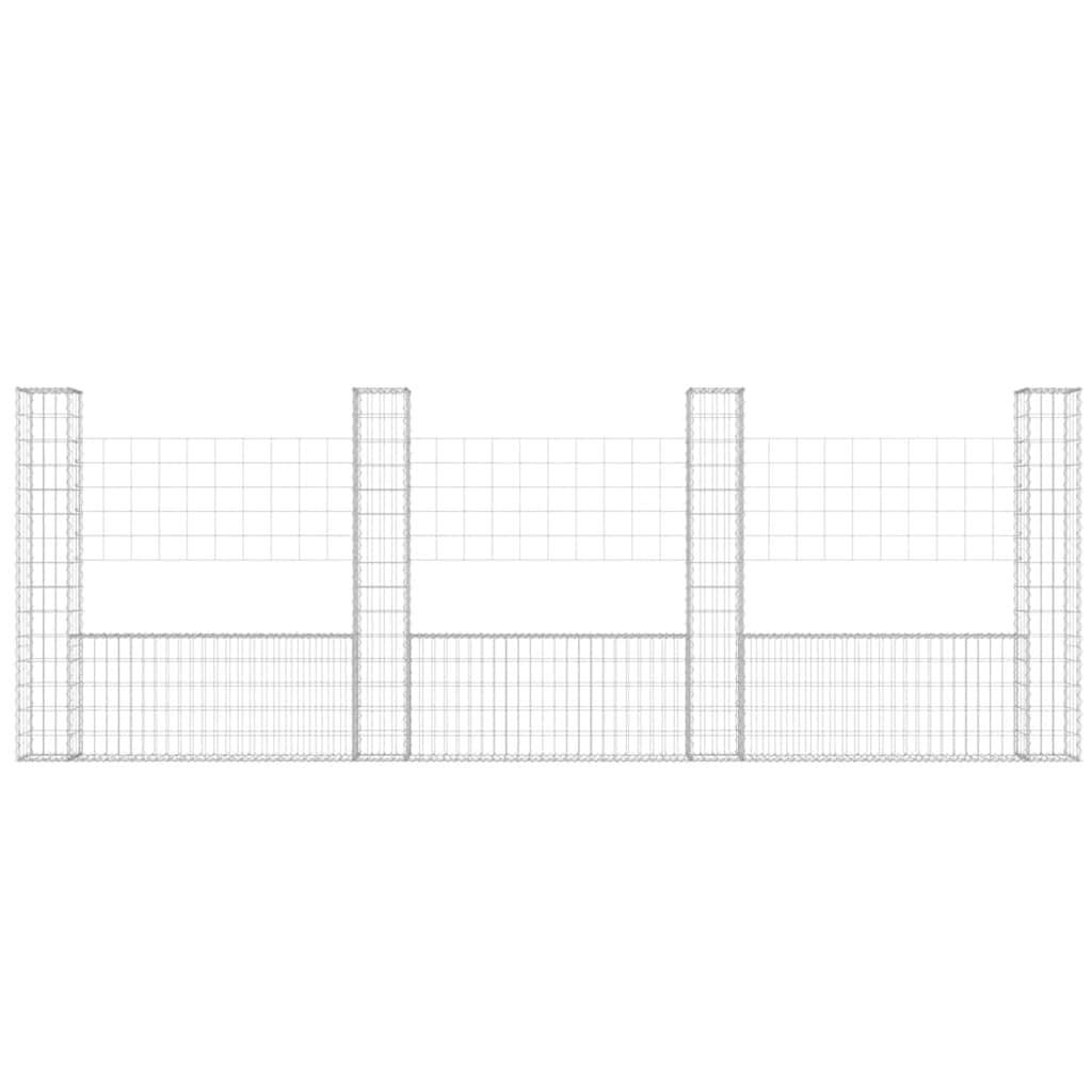 vidaXL Gabionenkorb U-Form mit 4 Säulen Eisen 380x20x150 cm