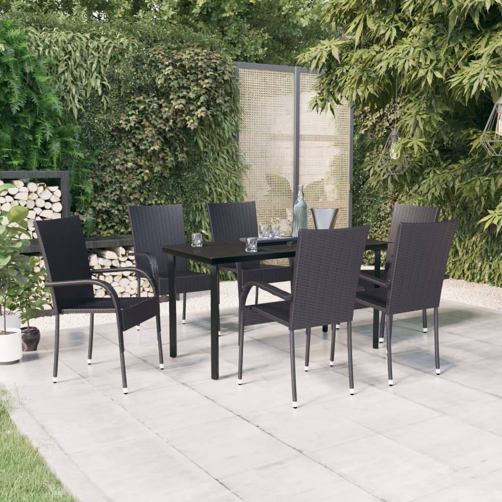vidaXL 7-tlg. Garten-Essgruppe Schwarz