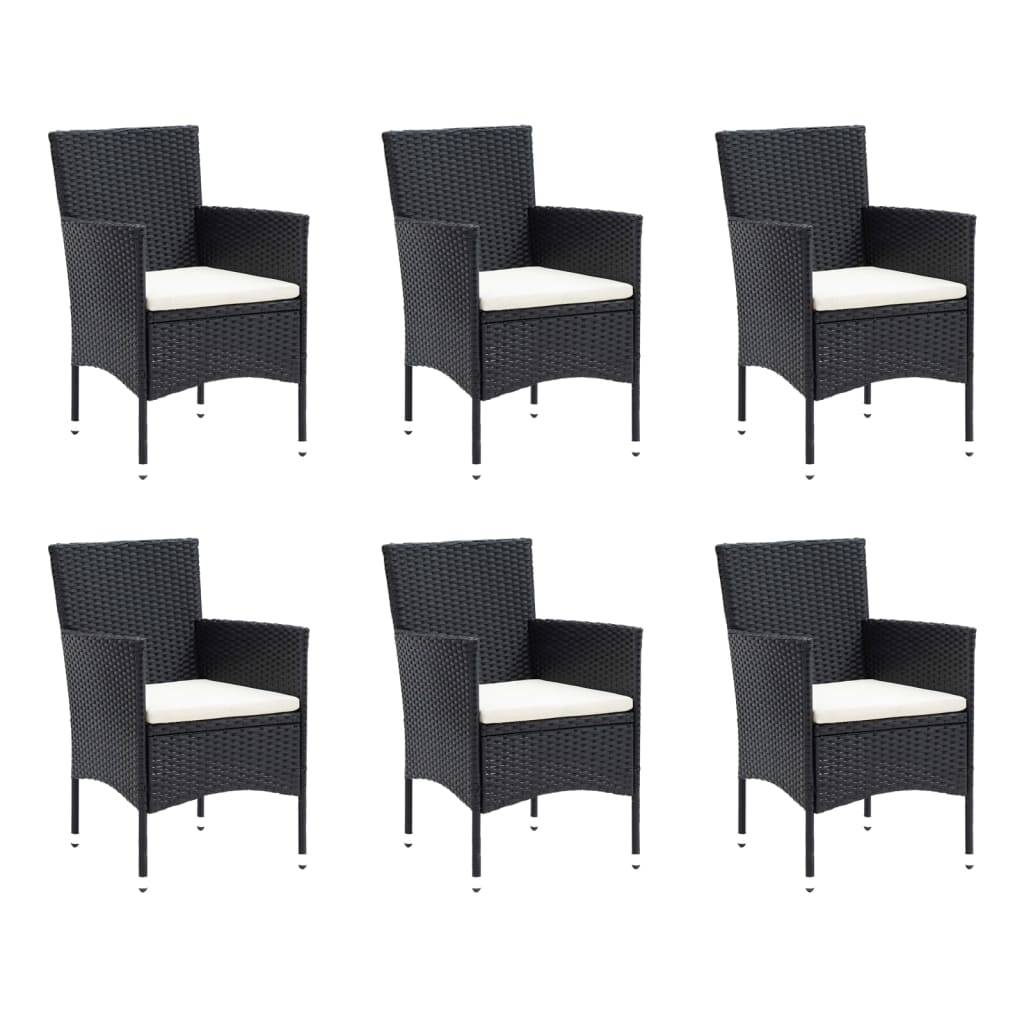 vidaXL 9-tlg. Garten-Essgruppe mit Kissen Poly Rattan Schwarz