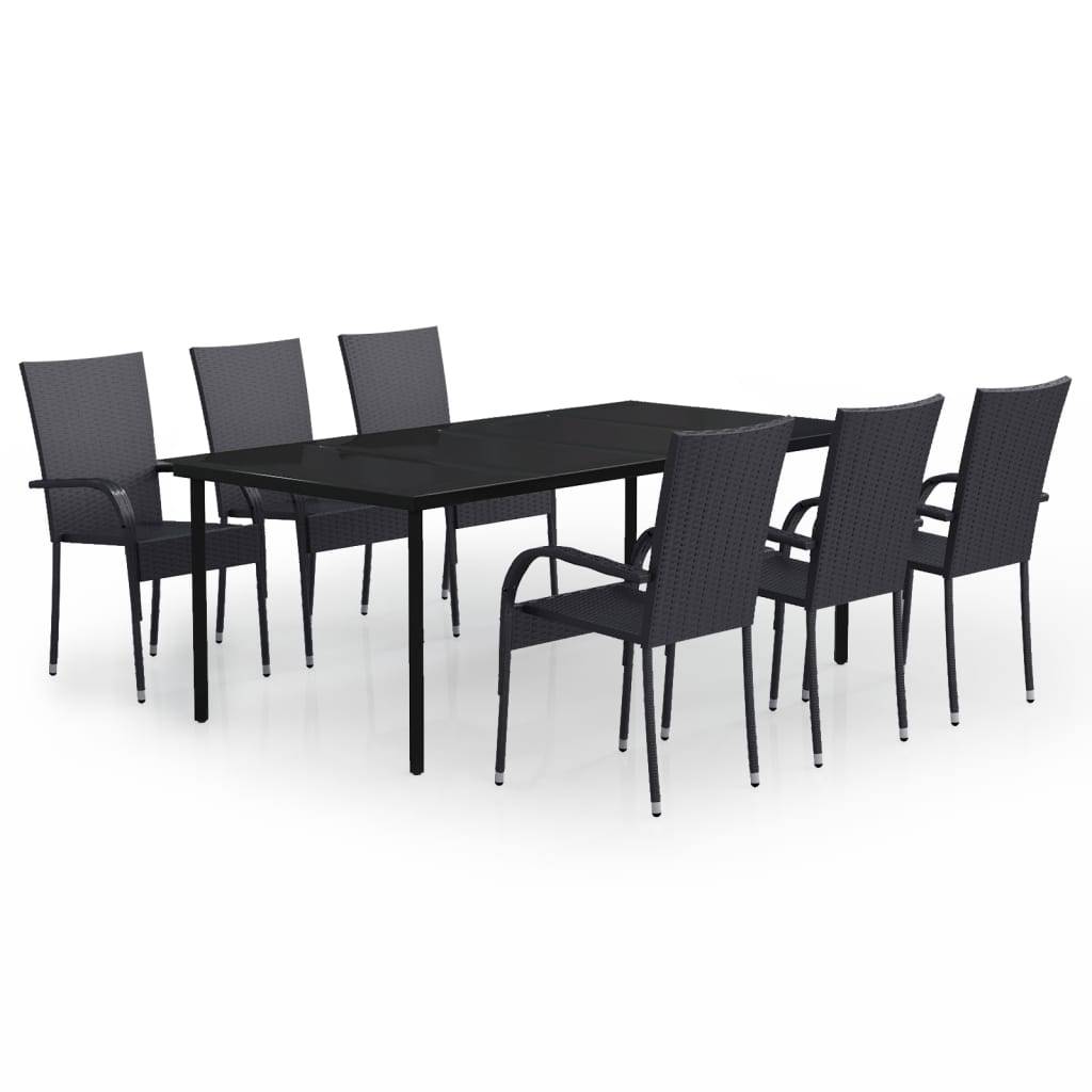 vidaXL 7-tlg. Garten-Essgruppe Schwarz