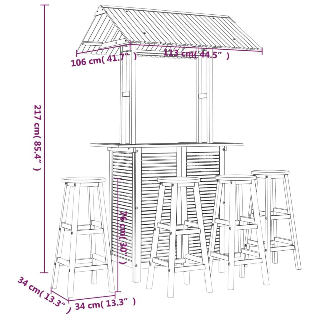 vidaXL 5-tlg. Gartenbar-Set Massivholz Akazie