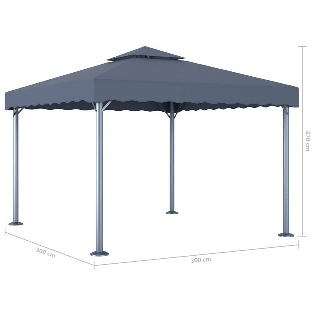 vidaXL Pavillon mit LED-Lichterkette 300x300 cm Anthrazit Aluminium