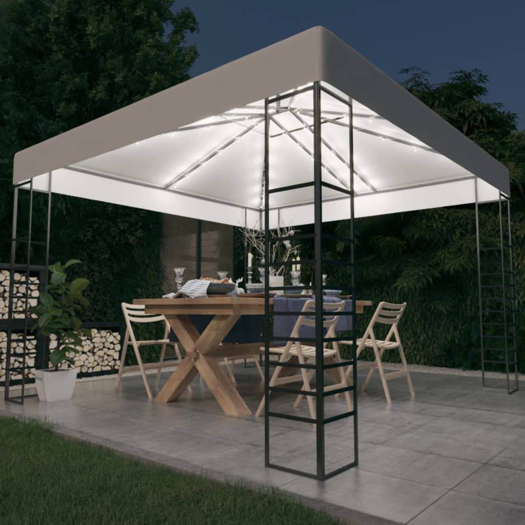 vidaXL Gartenzelt mit LED-Lichterkette 3x3 m Weiß