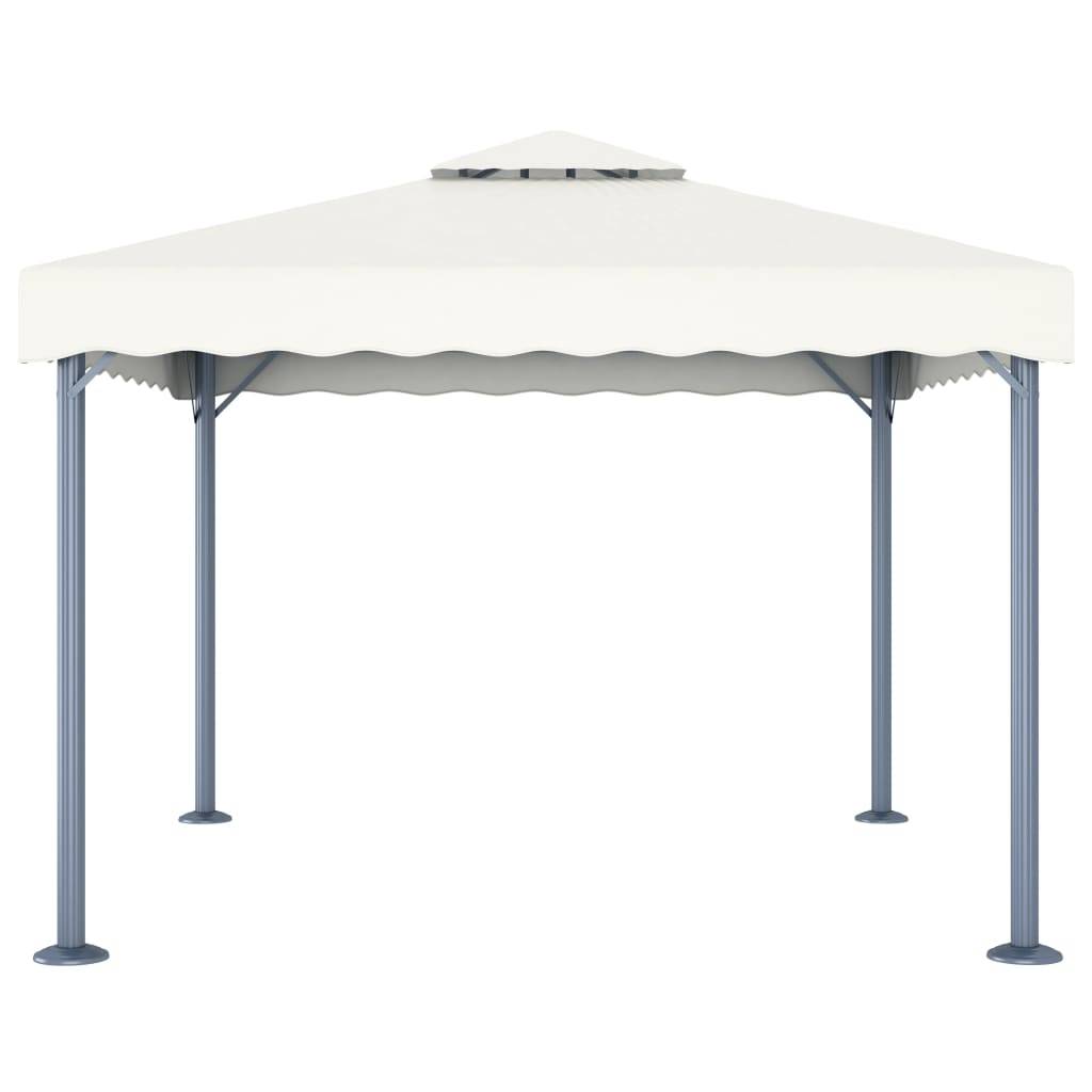 vidaXL Pavillon mit LED-Lichterkette 300x300 cm Cremeweiß Aluminium