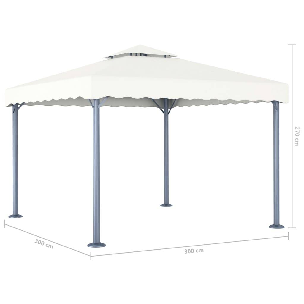 vidaXL Pavillon mit LED-Lichterkette 300x300 cm Cremeweiß Aluminium