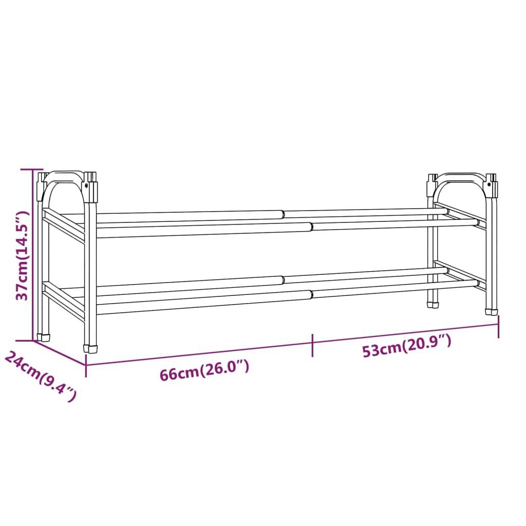 vidaXL Schuhregal mit 2 Ablagen Ausziehbar 119x24x37 cm