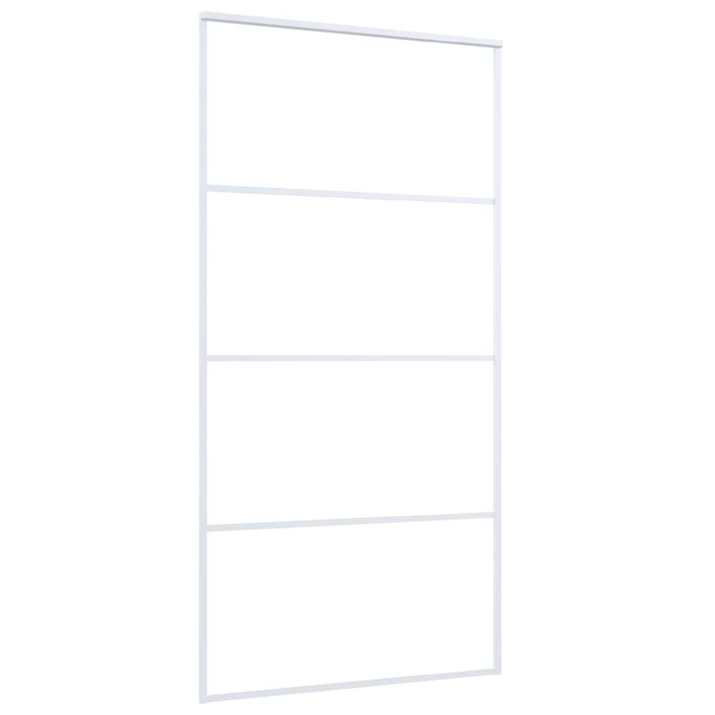 vidaXL Schiebetür ESG Glas und Aluminium mattiert 102,5x205 cm Weiß