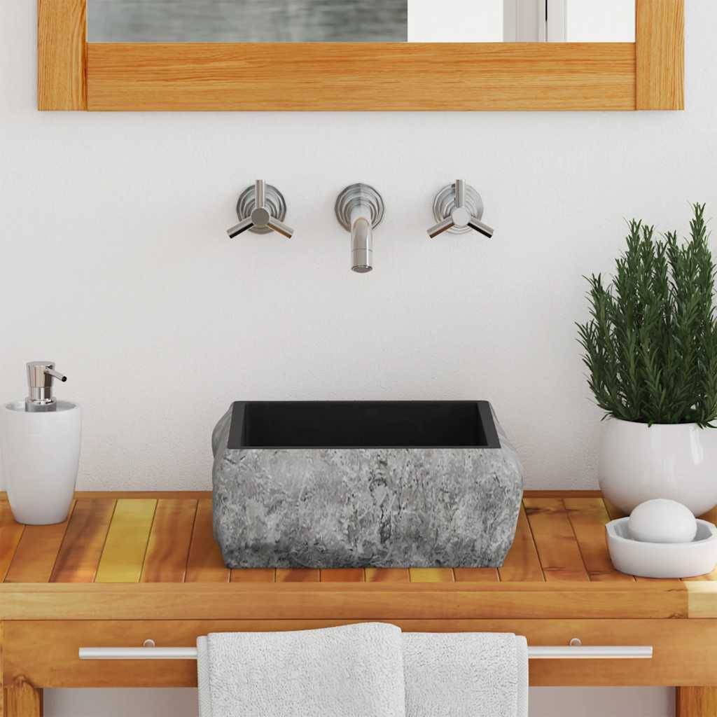 vidaXL Waschbecken Schwarz 30x30x13 cm Marmor