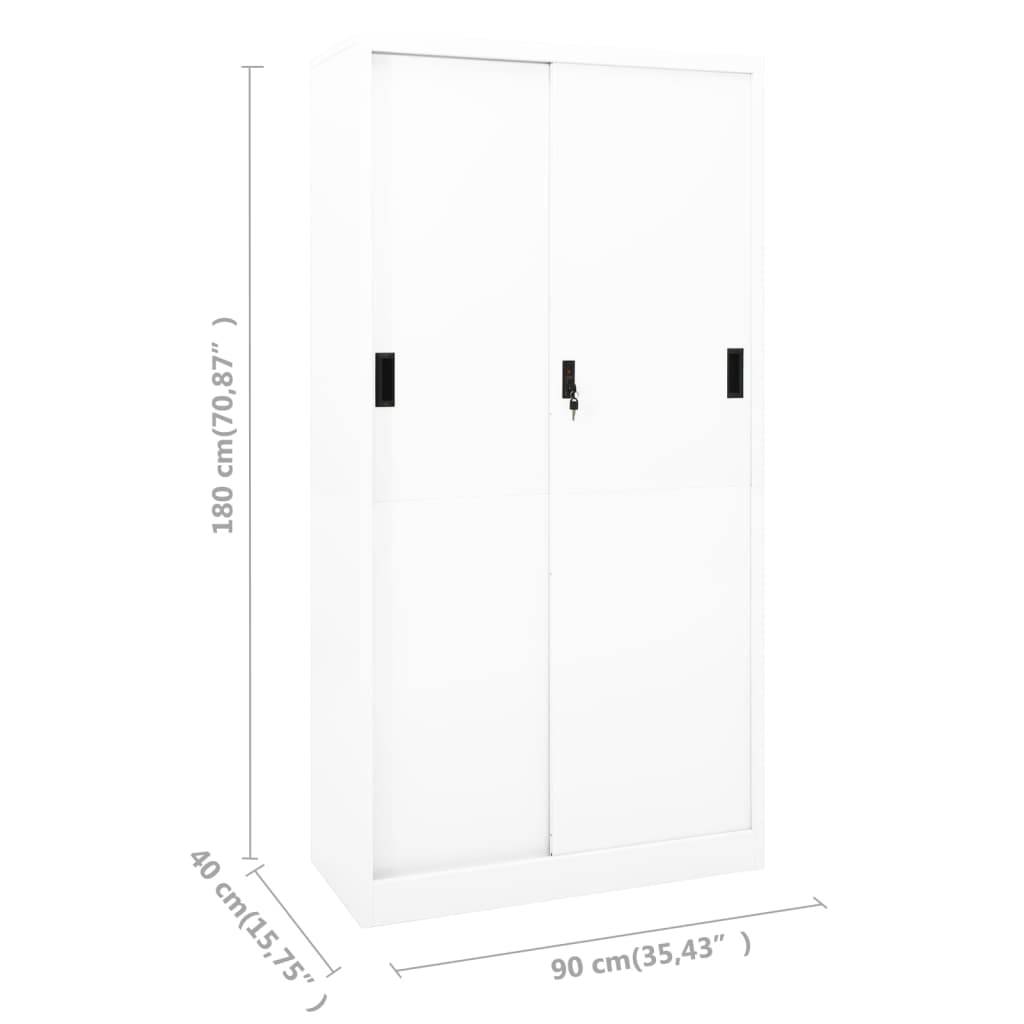 vidaXL Büroschrank mit Schiebetür Weiß 90x40x180 cm Stahl