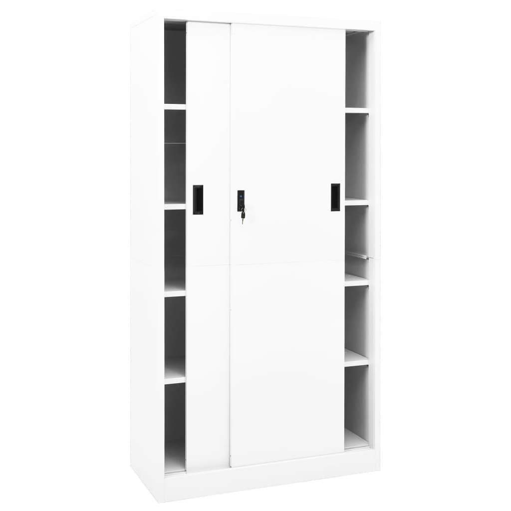 vidaXL Büroschrank mit Schiebetür Weiß 90x40x180 cm Stahl