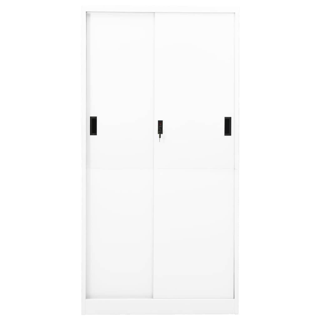 vidaXL Büroschrank mit Schiebetür Weiß 90x40x180 cm Stahl