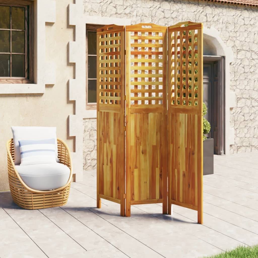 vidaXL 3-tlg. Paravent 121,5x2x180 cm Massivholz Akazie