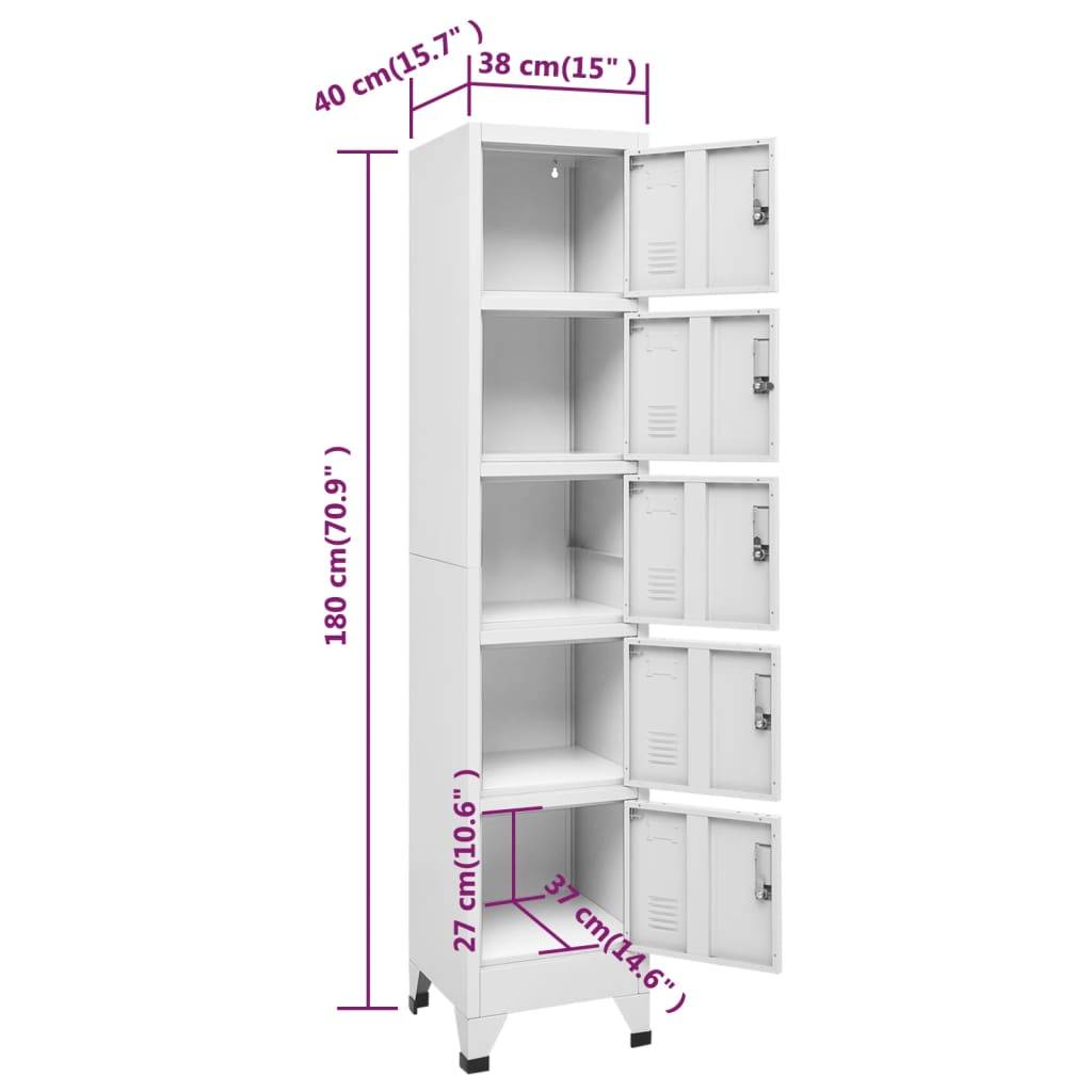 vidaXL Schließfachschrank Hellgrau 38x40x180 cm Stahl