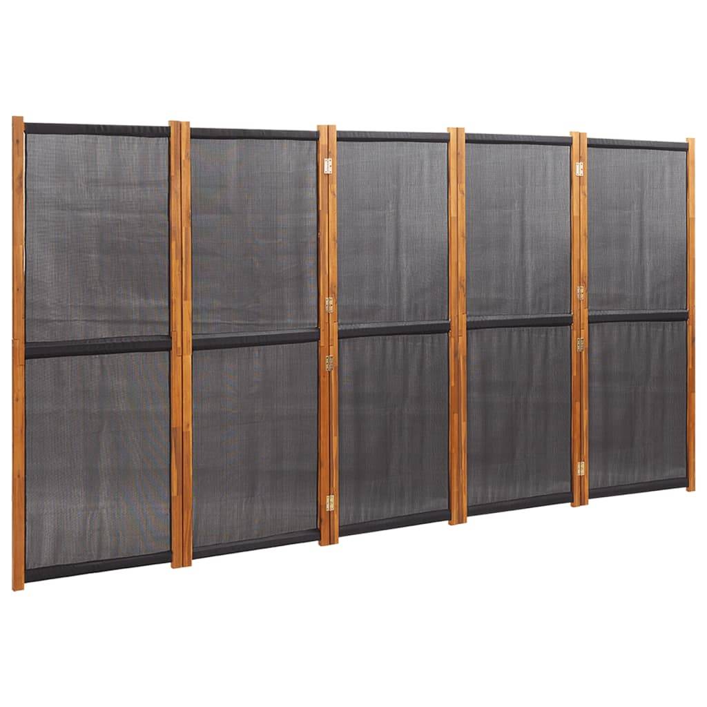 vidaXL 5-tlg. Raumteiler Schwarz 350x180 cm