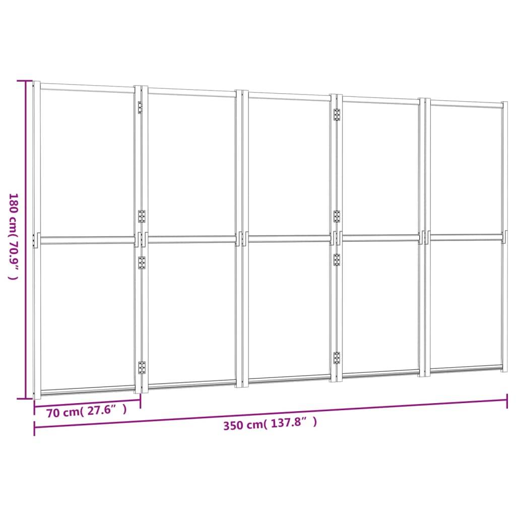 vidaXL 5-tlg. Raumteiler Schwarz 350x180 cm