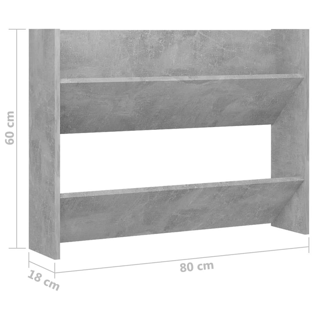 vidaXL Wand-Schuhschrank Betongrau 80x18x60 cm Holzwerkstoff