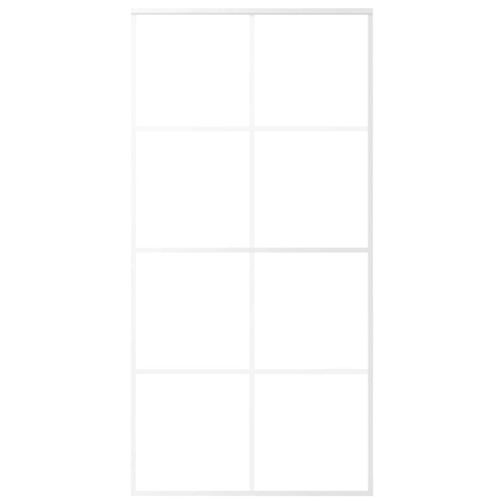 vidaXL Schiebetür ESG Glas und Aluminium mattiert 102,5x205 cm Weiß
